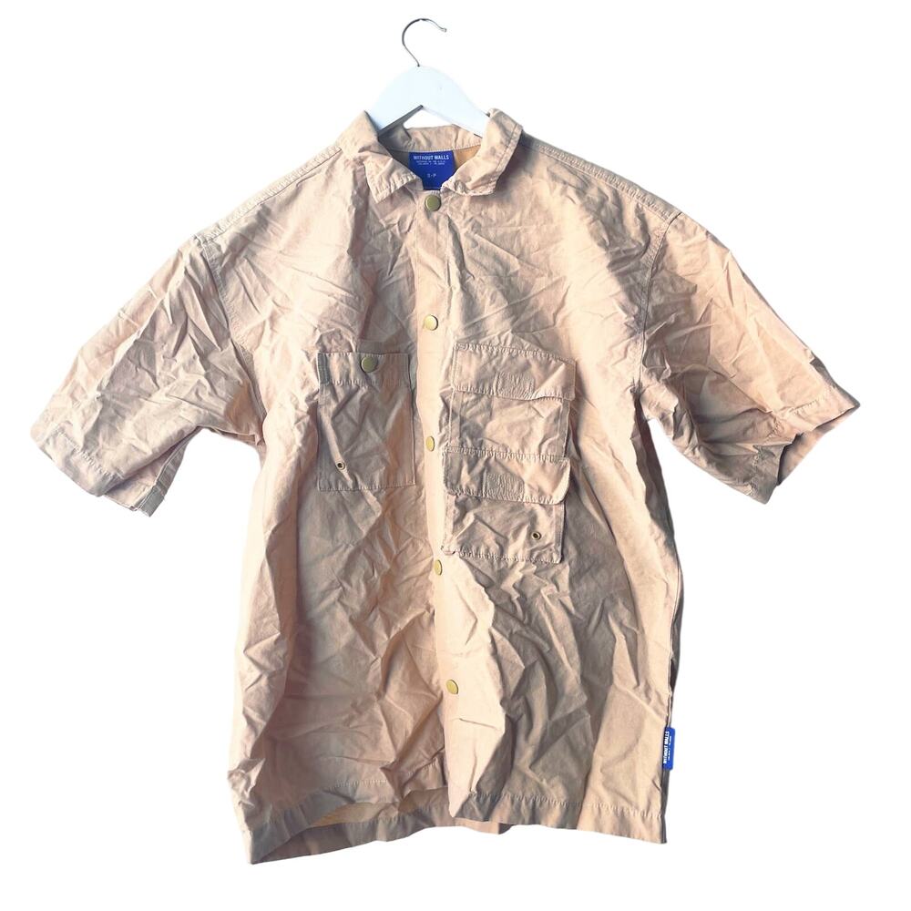 Without Walls (Find Peace in Your Space) Khaki Cargo  Notch Collar SS Shirt - S